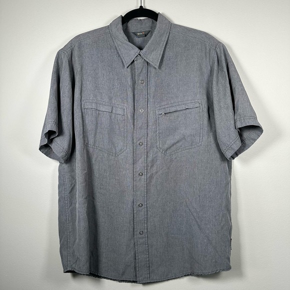 Royal Robbins Large Gray Short Sleeve Snap‎ Button Up Shirt - Picture 1 of 5